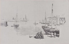 Vintage Brixham Harbour, Aquatint by Laurence Dunn