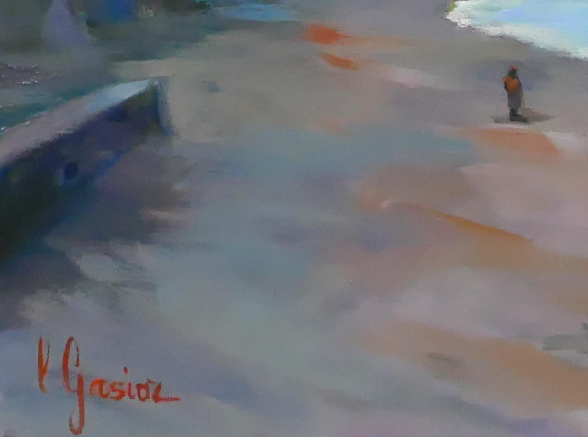 Falaises Quiberville sur mer – Painting von Laurence Gasior