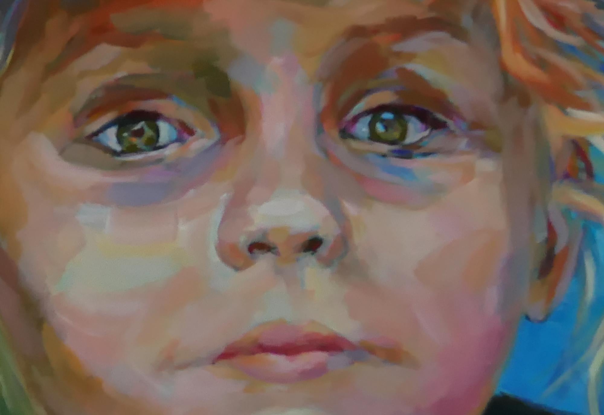 Fillette à la casquette bleue (Zeitgenössisch), Painting, von Laurence Gasior