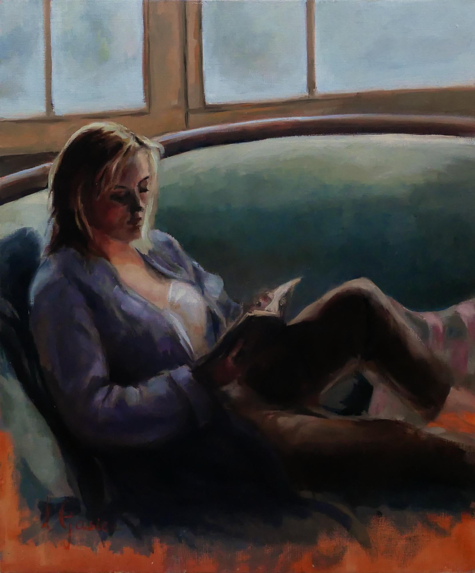 Figurative Painting Laurence Gasior - La liseuse