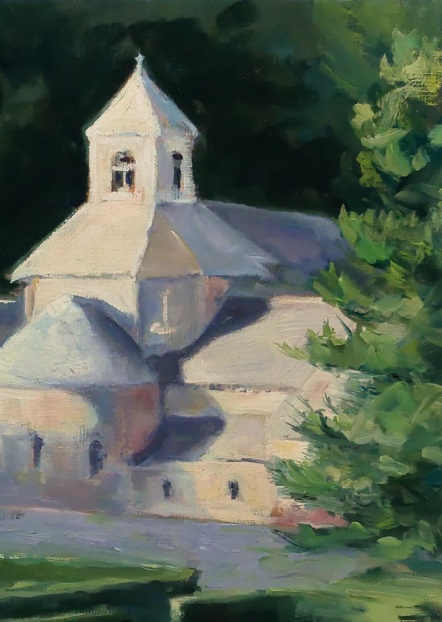 L'abbaye de Sénanque-1 - Black Figurative Painting by Laurence Gasior