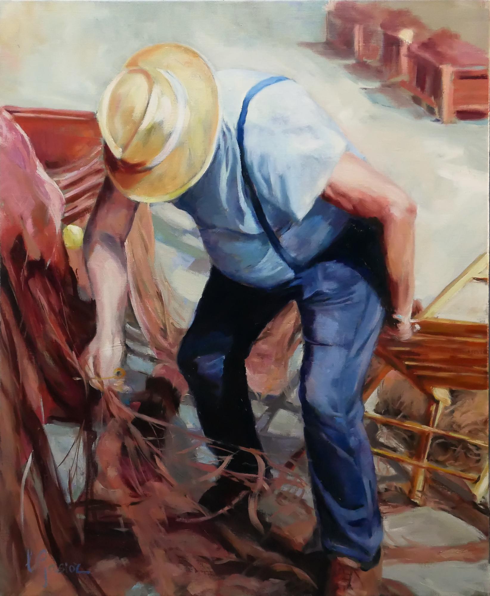 Laurence Gasior Figurative Painting - Le dernier ramendeur des Goudes Marseille
