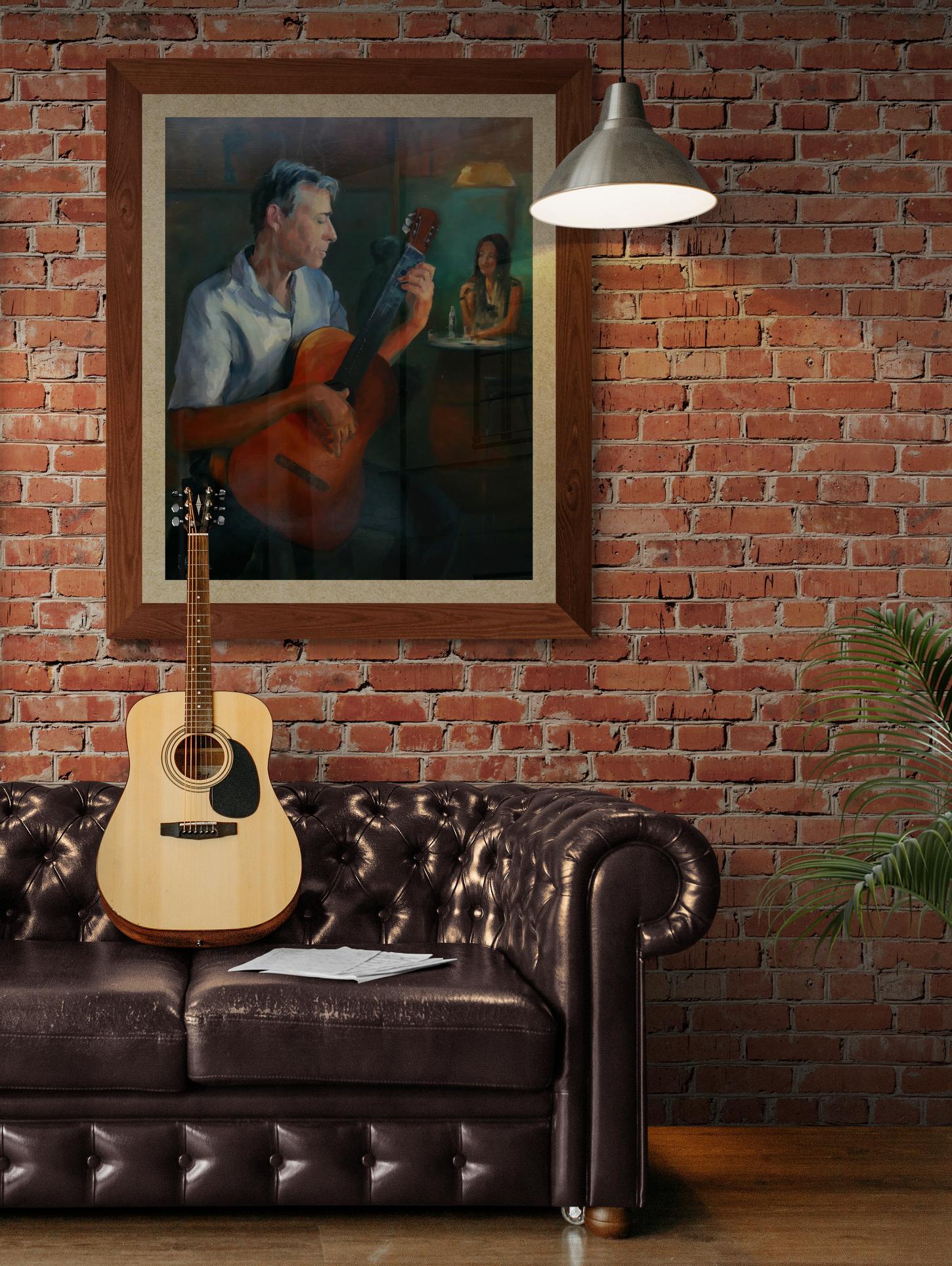 Der Gitarrist – Painting von Laurence Gasior
