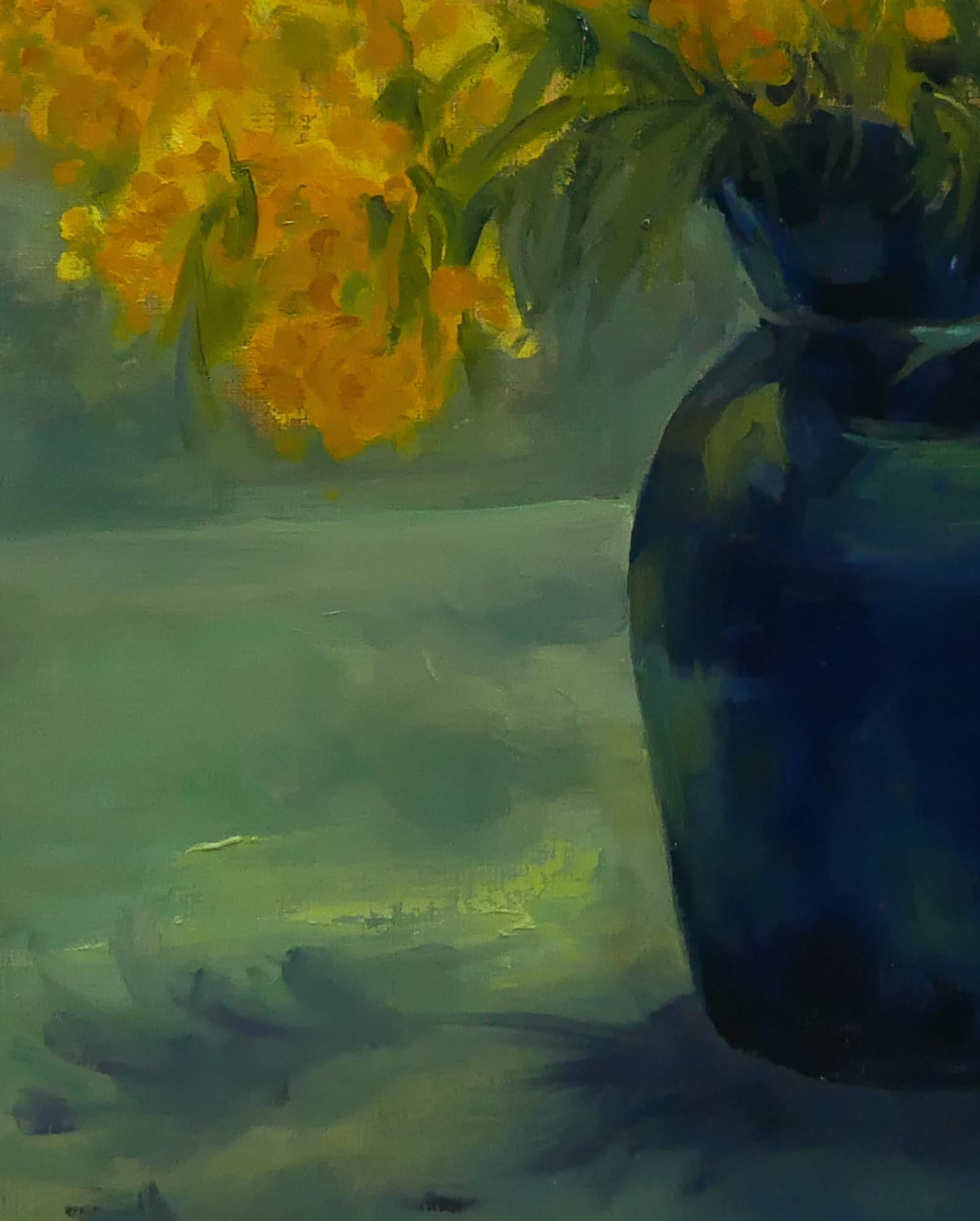 Le Mimose (Schwarz), Figurative Painting, von Laurence Gasior