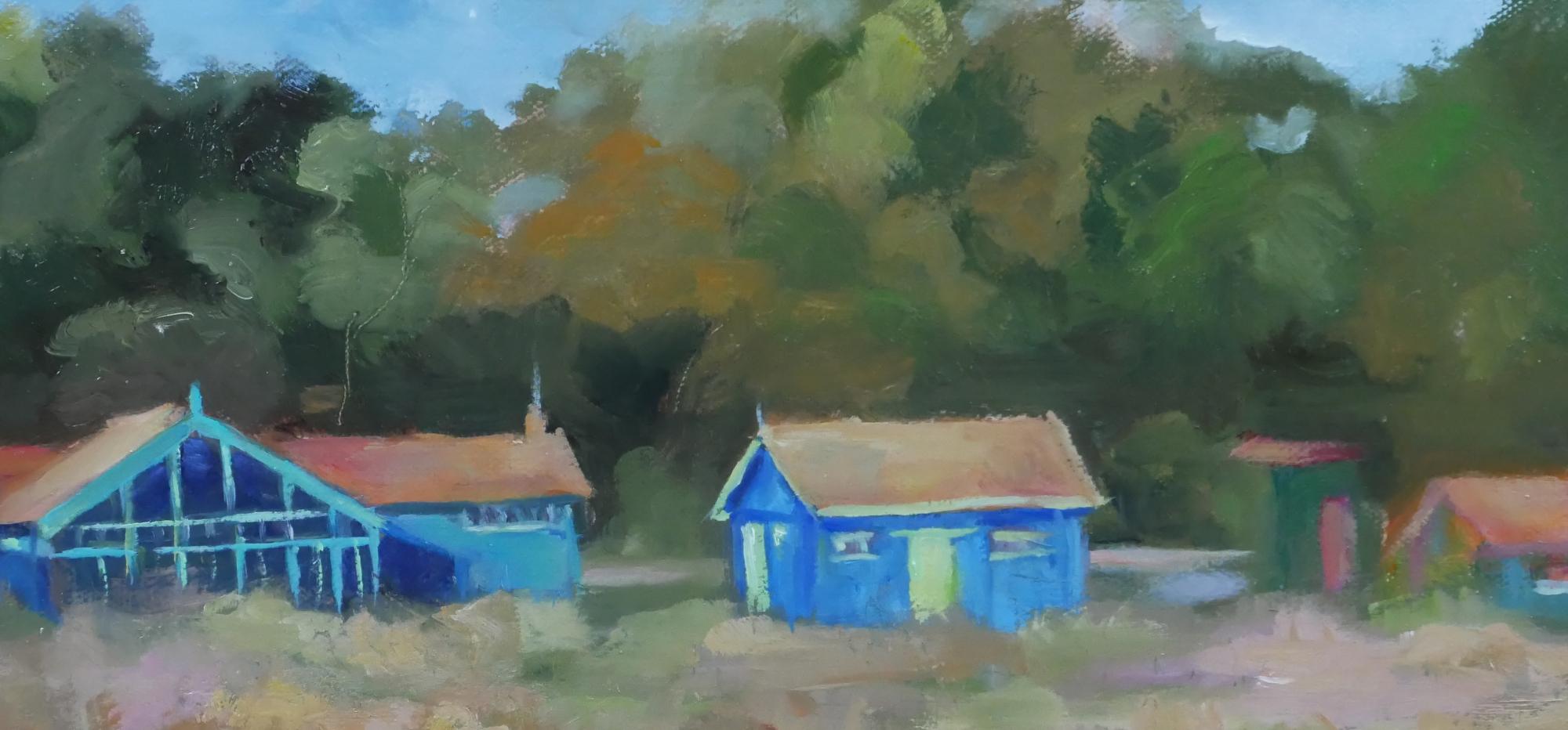 Parc Ostréicole Île d'Oléron - Contemporary Painting by Laurence Gasior