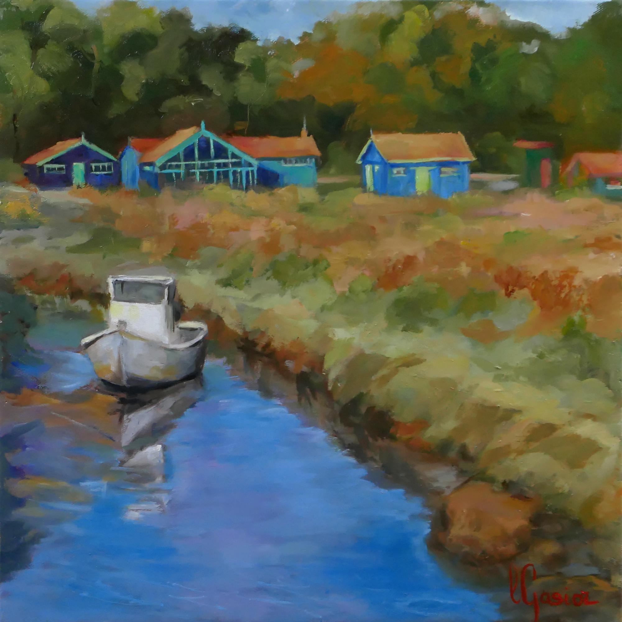 Laurence Gasior Figurative Painting - Parc Ostréicole Île d'Oléron