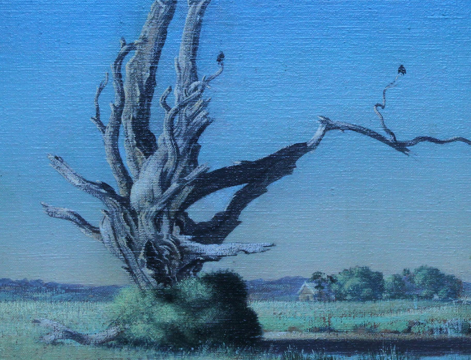 Elegy to a Dead Tree - Paysage du Kent - Peinture à l'huile d'art britannique des années 1950 - Réalisme Painting par Laurence Henry Irving