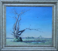 Vintage Elegy to a Dead Tree - Kent Landscape - British 1950's art oil painting