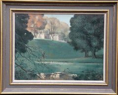 Garden Landscape - British fifties country house landscape oil painting