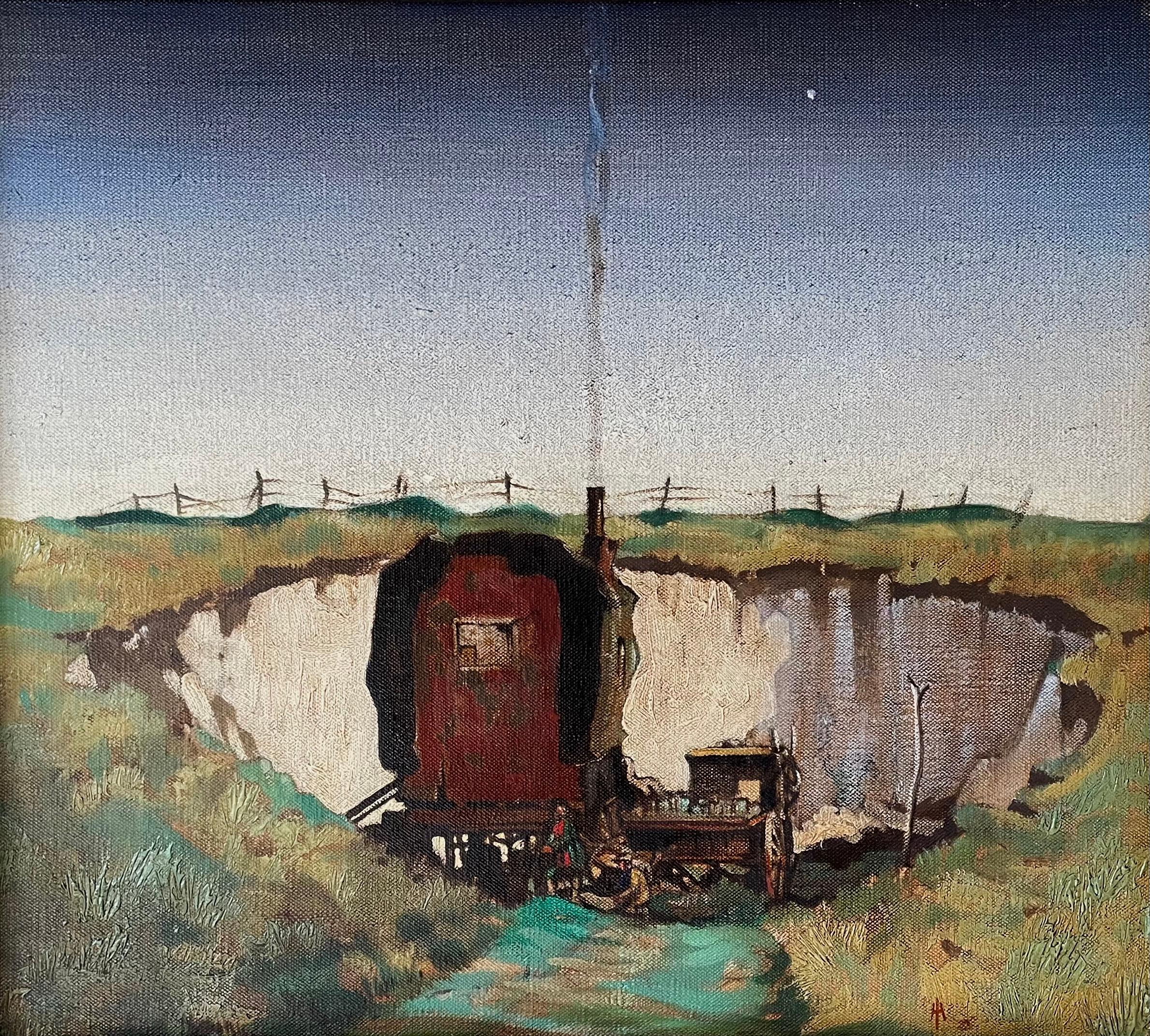 Laurence Henry Irving - Gypsy Camp in a Chalk Pit - British Oil Painting, 1928 For Sale 1