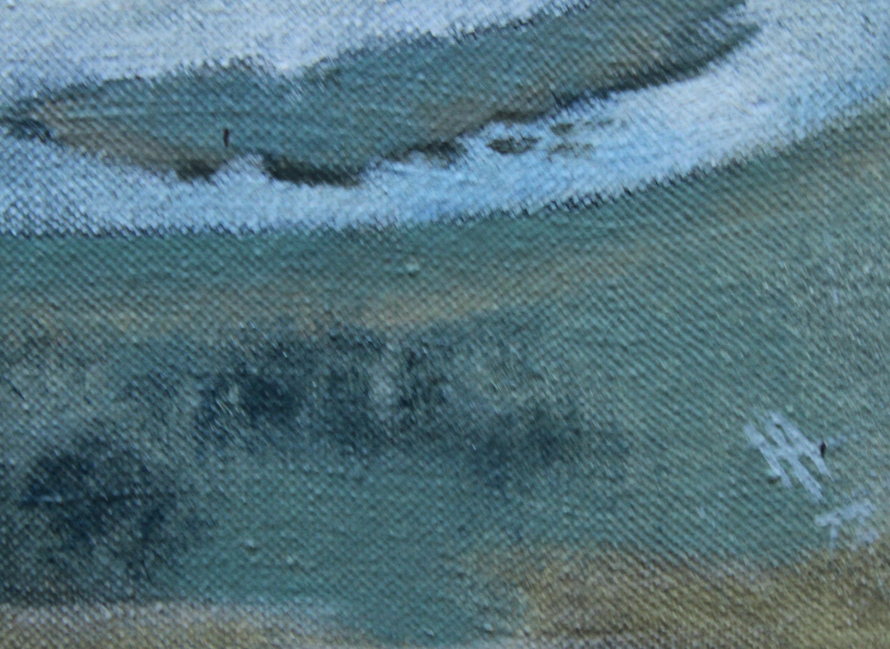 River Landscape - British 1970's Post Impressionist art oil painting For Sale 4