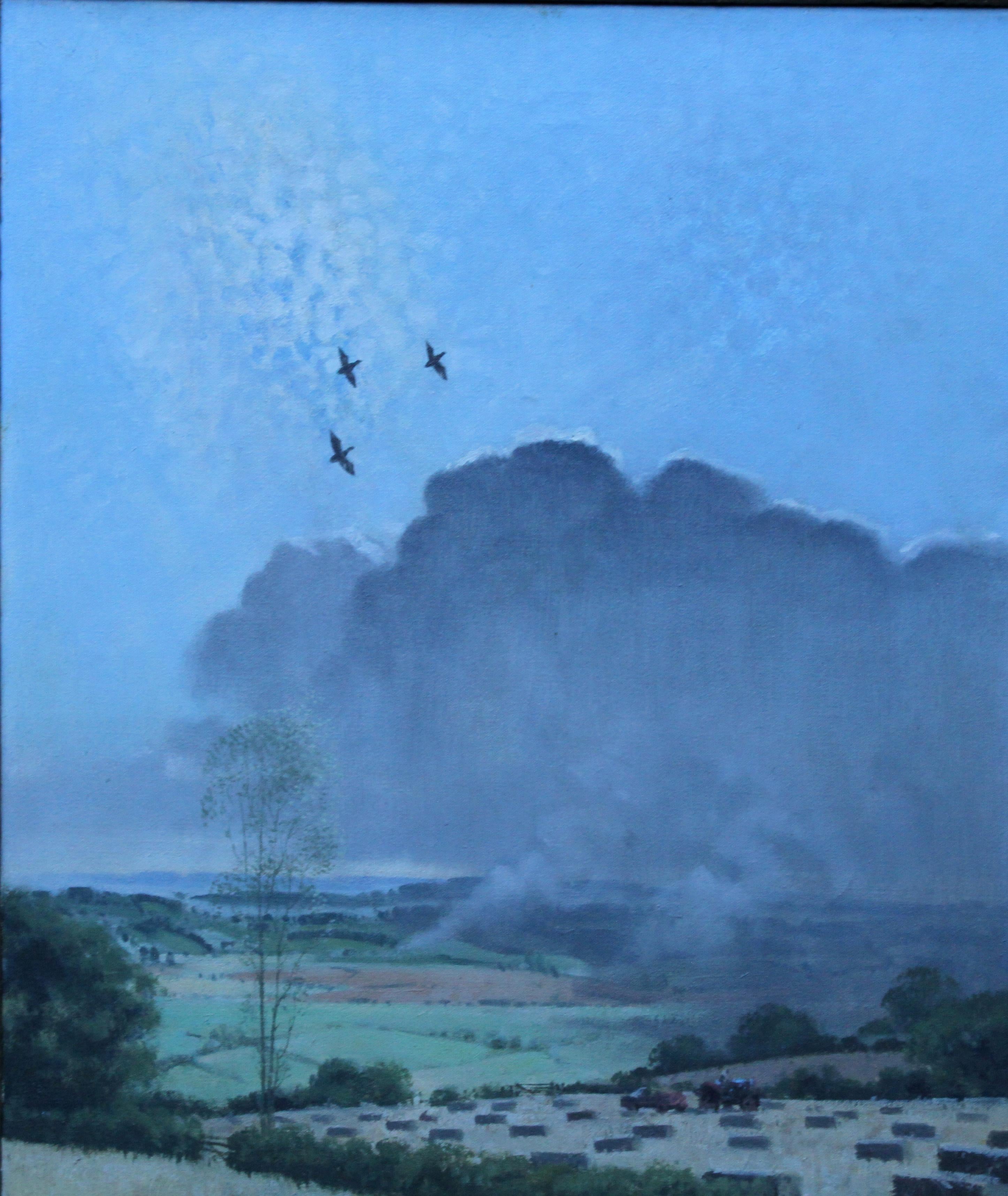 Paysage de la vallée de Rother Kent - Récolte d'art britannique des années 1950 - peinture à l'huile  - Painting de Laurence Henry Irving