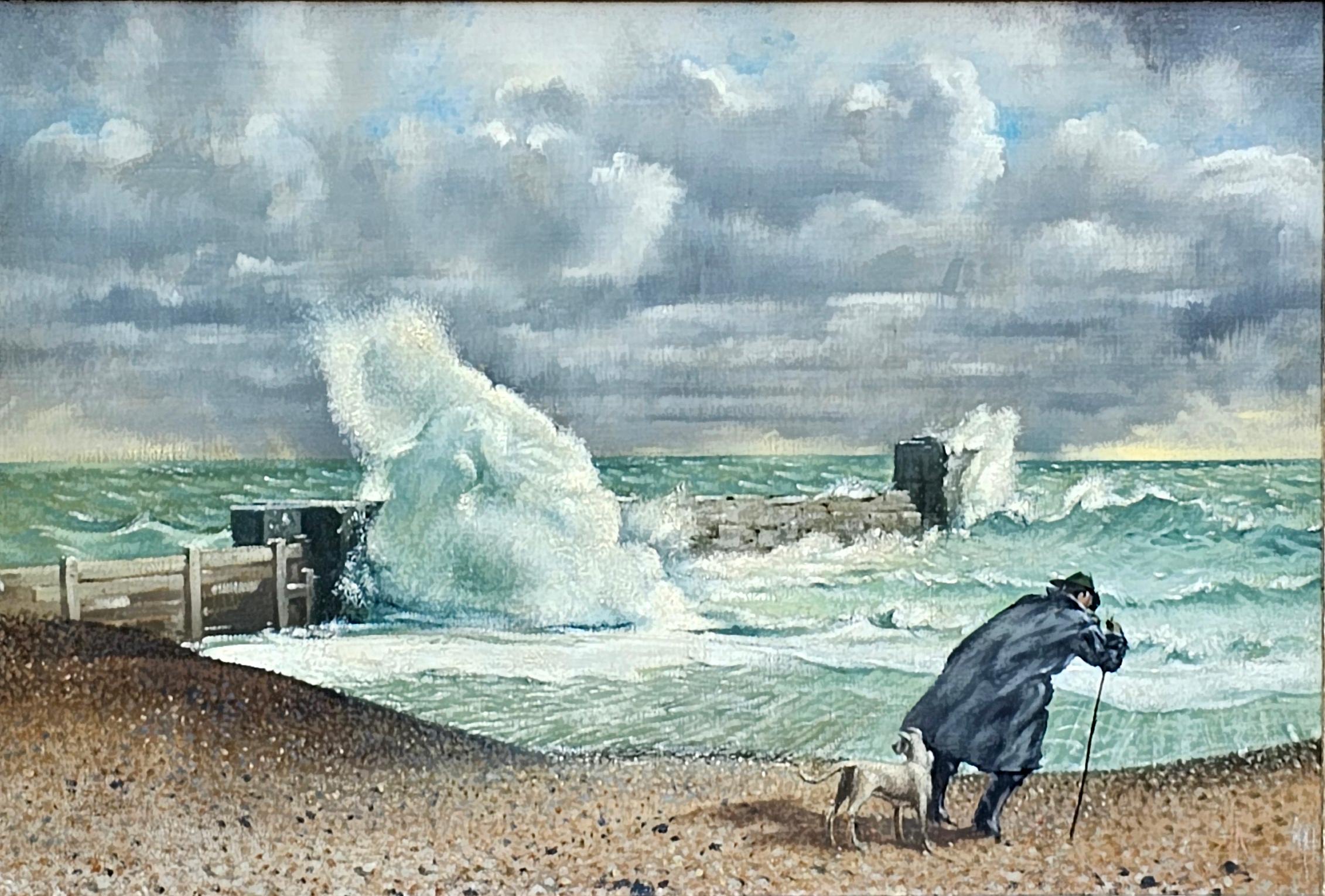 'Winds Strong to Gale Force in Coastal Areas' - Great Storm of 1987 oil painting - Painting by Laurence Henry Irving