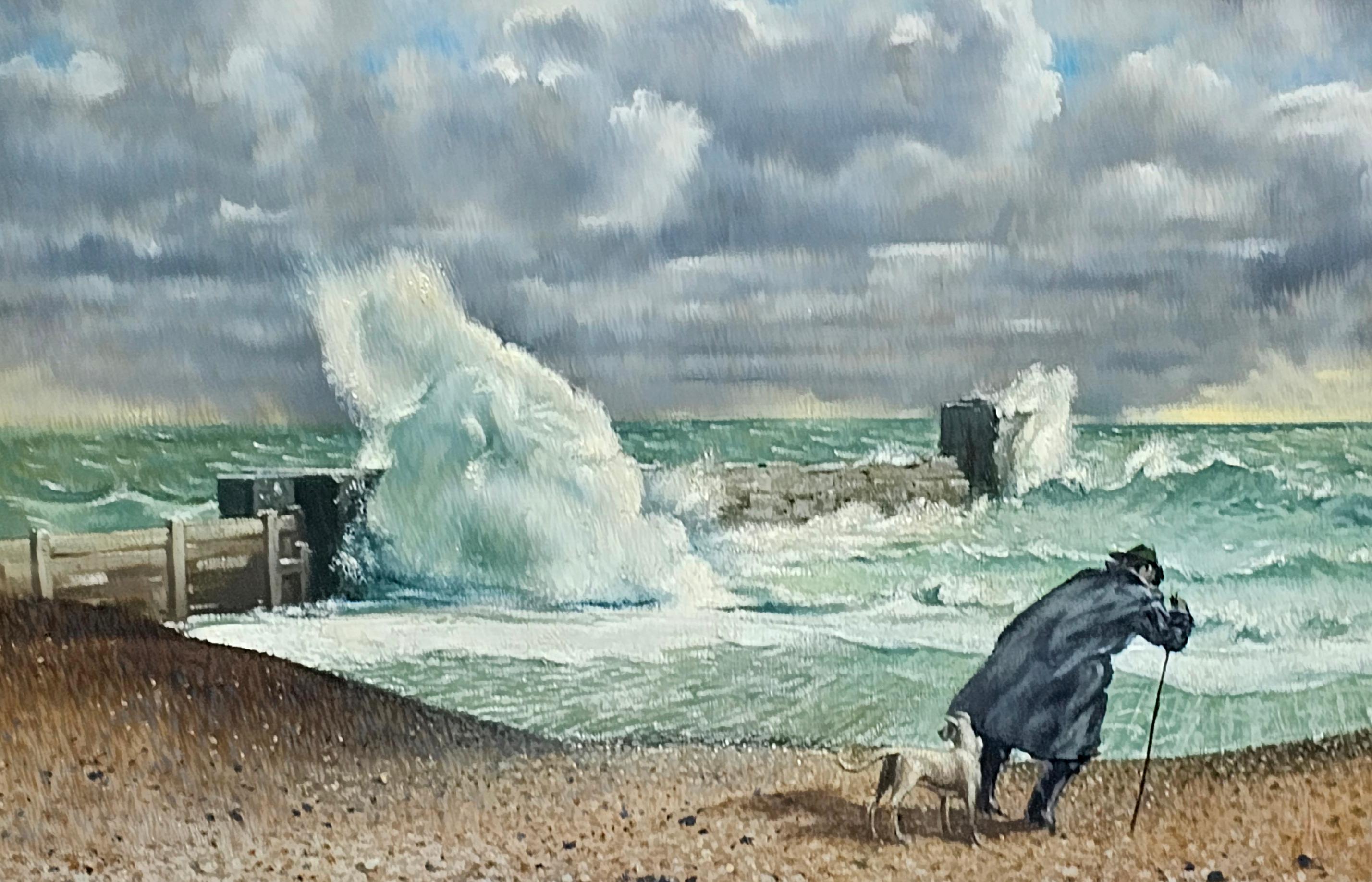 'Winds Strong to Gale Force in Coastal Areas' - Great Storm of 1987 oil painting - Post-Impressionist Painting by Laurence Henry Irving