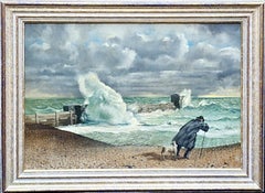 Vintage 'Winds Strong to Gale Force in Coastal Areas' - Great Storm of 1987 oil painting