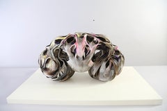 ALBEDO, Sculpture de plumes recyclées sur socle en laiton, pièce d'art unique