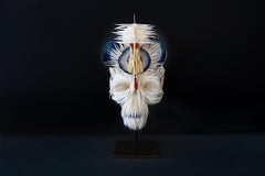 AMARA Contemporary Vanitas Skull Sculpture with Feathers