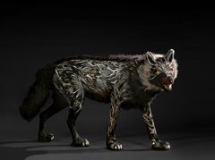 ANOUKIS . Life-Size feathered Wolf Sculpture, Unique Piece