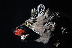 ANOUKIS . Life-Size feathered Wolf Sculpture, Unique Piece