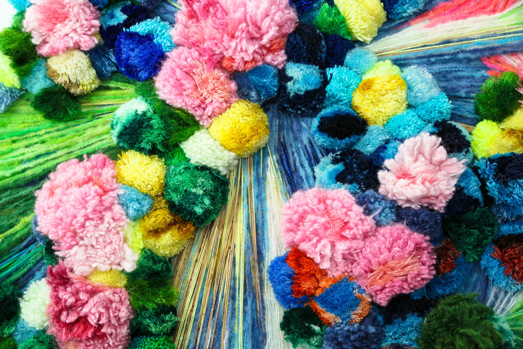 Nuages et rires, pastel colored tapestry silk, alpaca cashmere by L. Le Constant For Sale 1
