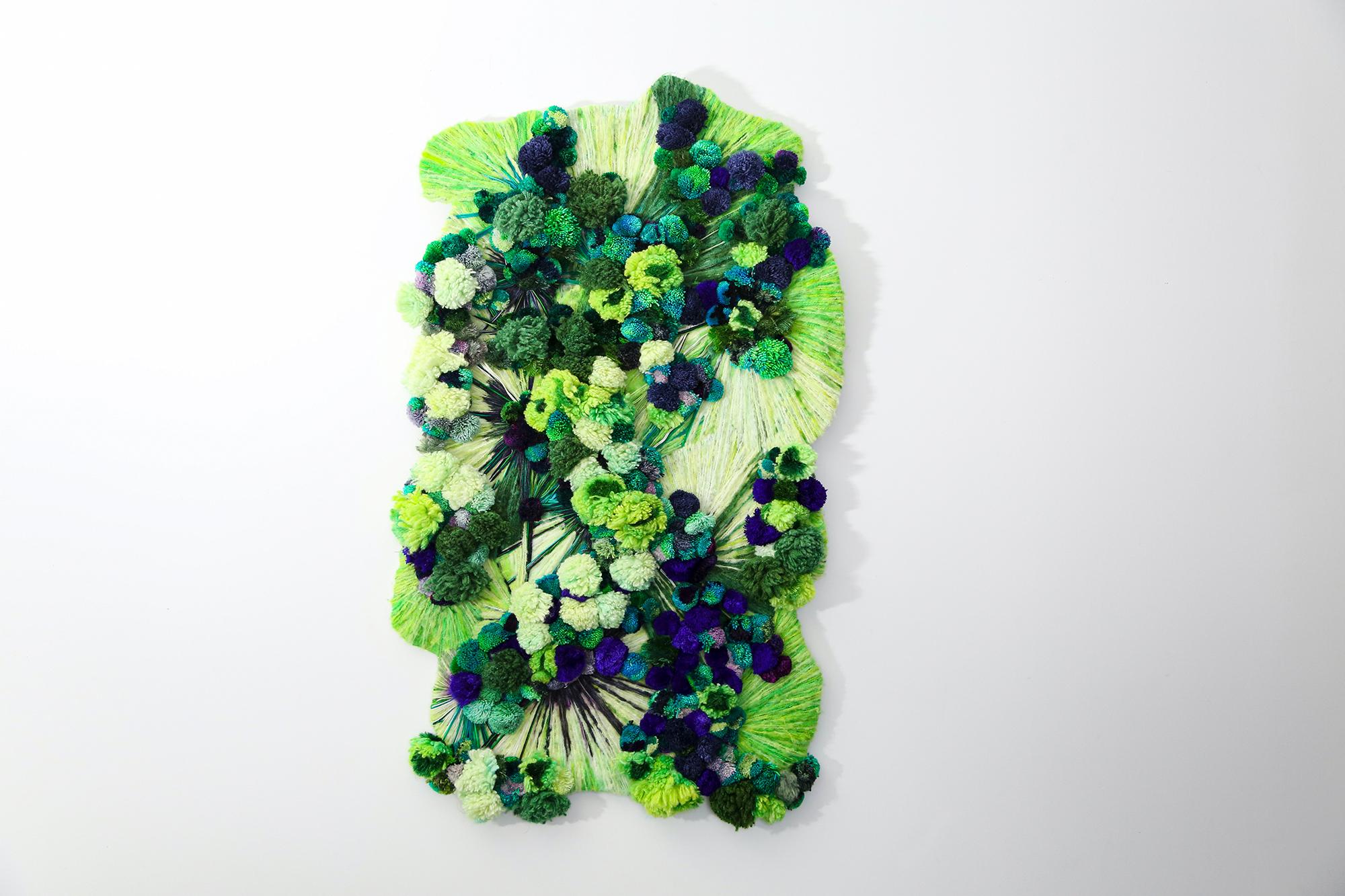 Ricochets, colored tapestry silk cashmere wool alpaca art textile, abstract - Sculpture by Laurence Le Constant