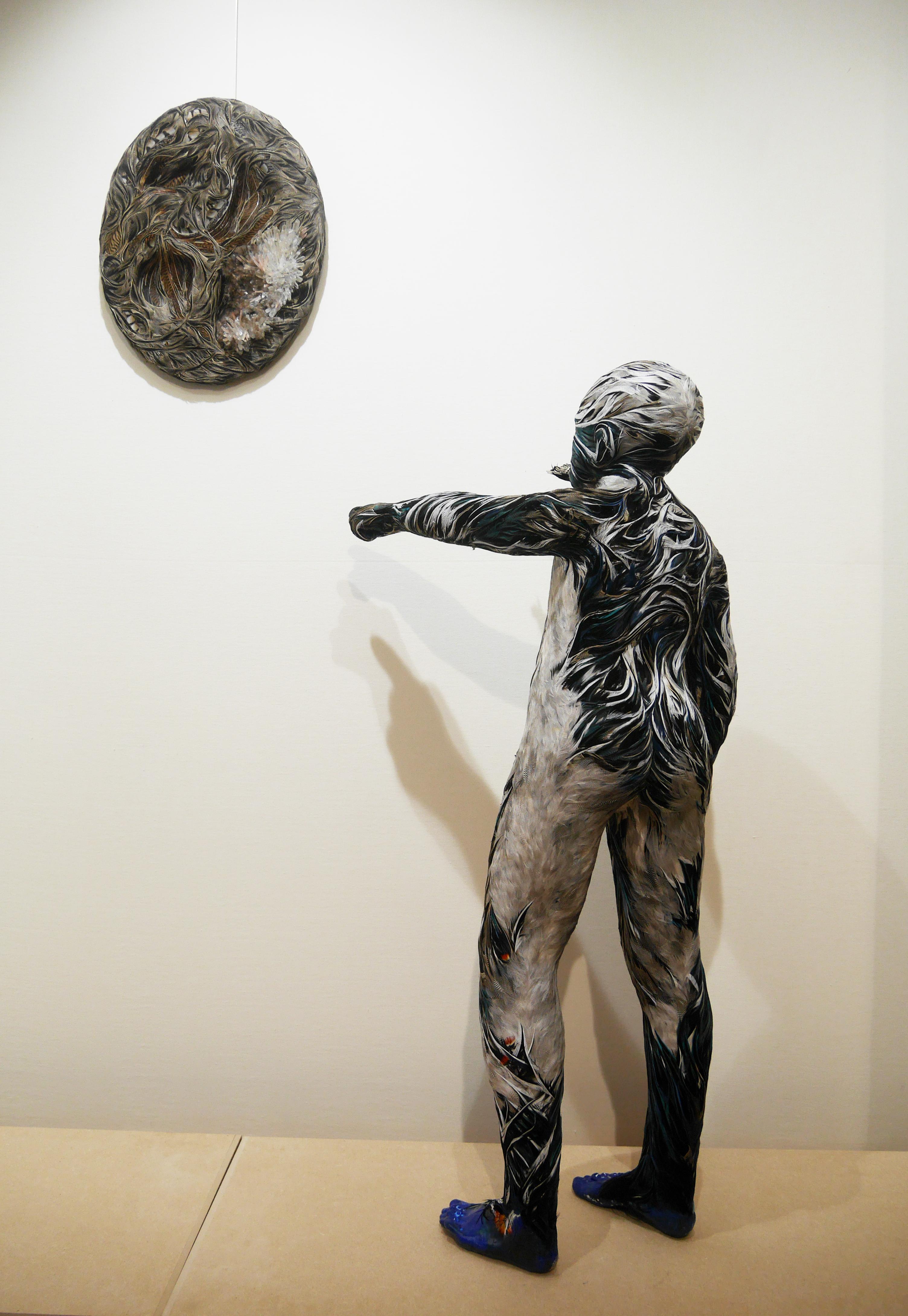 Thémis figurative sculpture, child, fairy tale, feathers by Laurence Le Constant For Sale 11