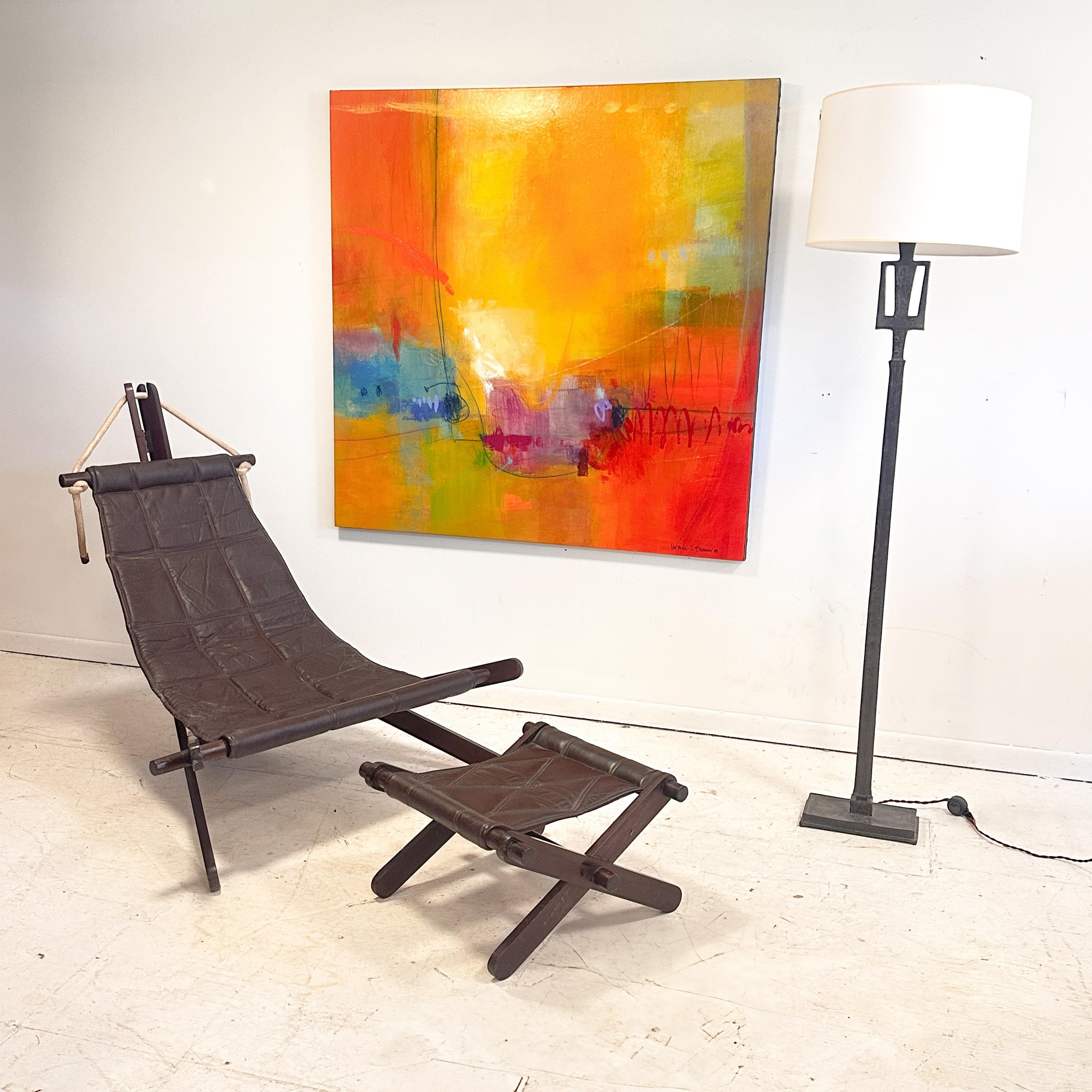 Laurence Montano Patinated Bronze Floor Lamp In Excellent Condition In Farmingdale, NJ