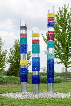 Festive - bright, colorful, contemporary, glass, aluminum, outdoor sculpture