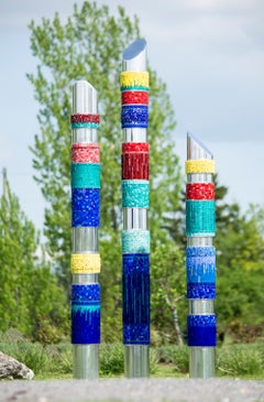 Festive - bright, colorful, contemporary, glass, aluminum, outdoor sculpture