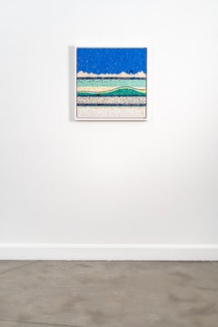 Horizon Bleu: Mosaic Sculpture, Glass and Ceramic, Framed