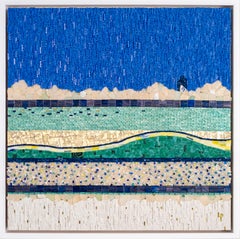 Horizon Bleu: Mosaic Sculpture, Glass and Ceramic, Framed