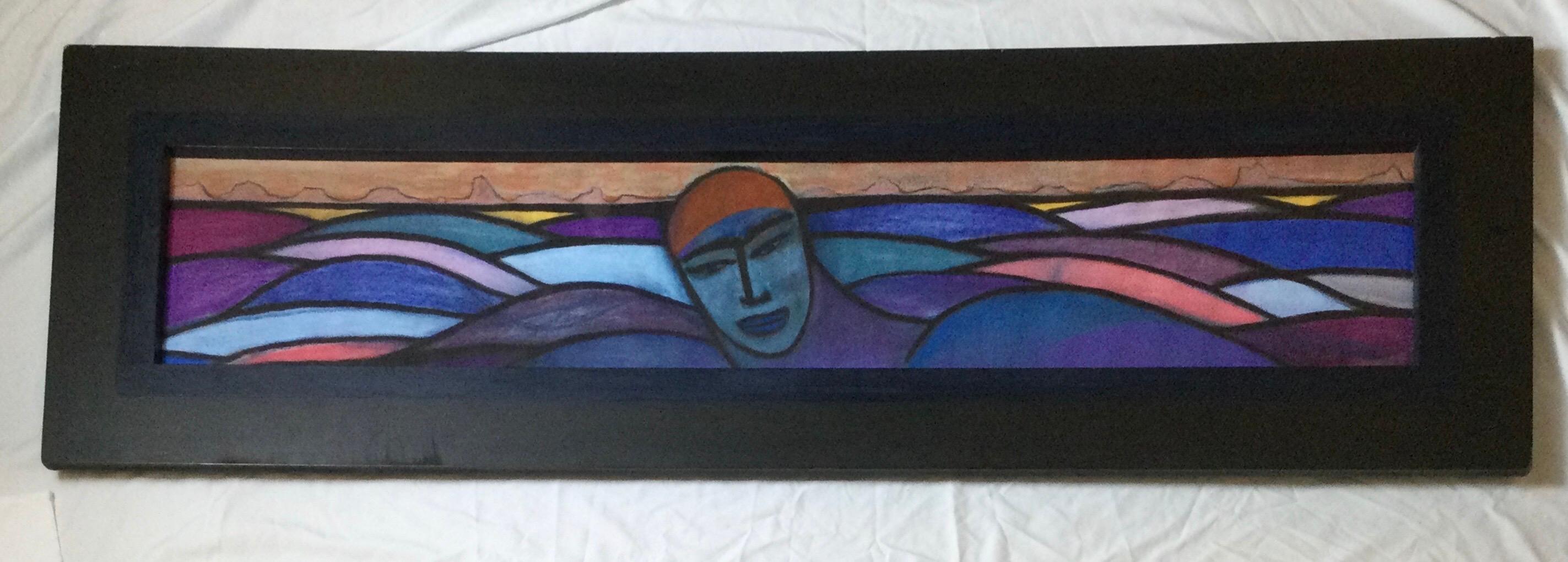 Laurence Setton Pastel signed and dated 1989 The Swimmer. Measures: 20