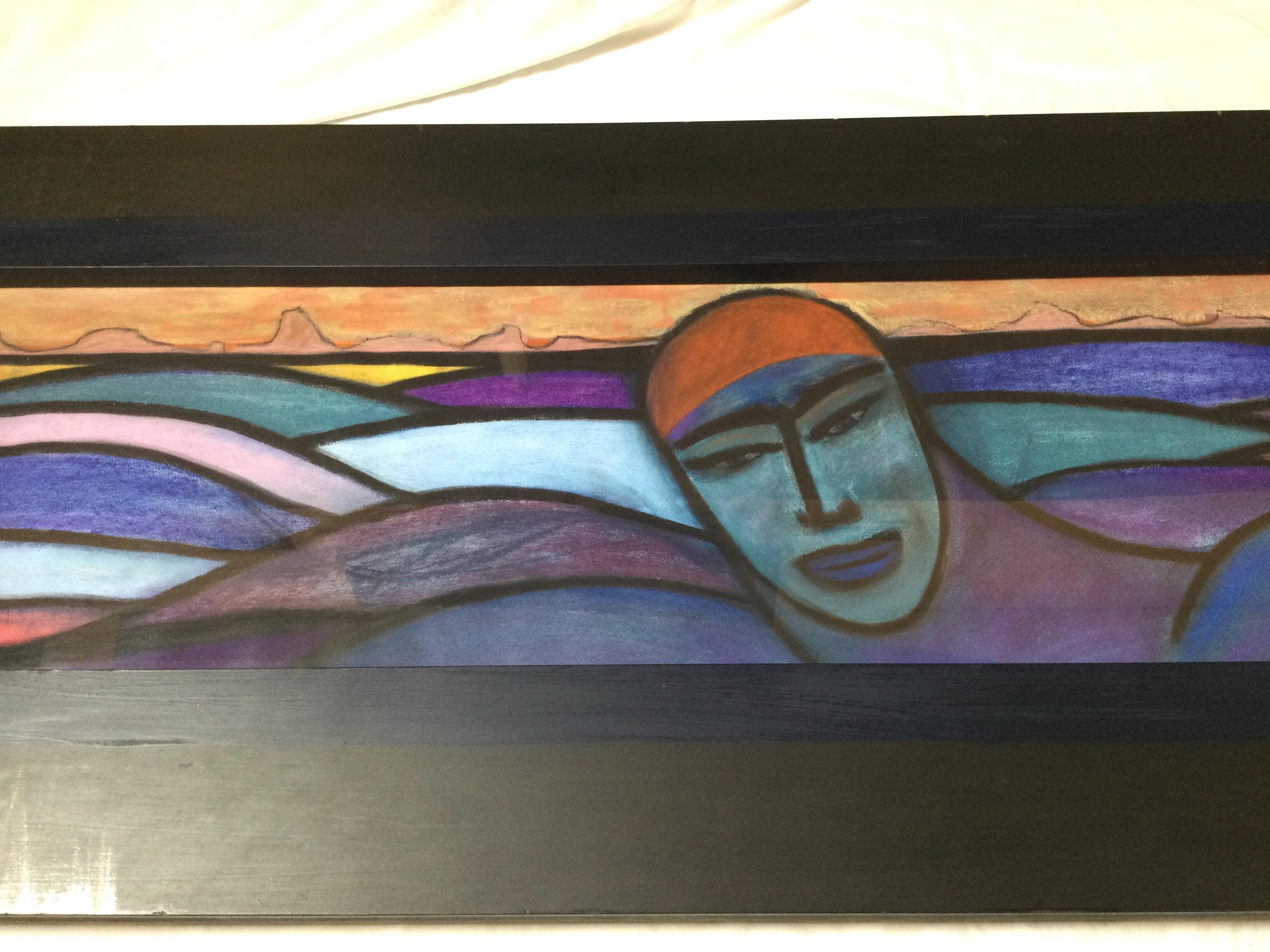 Laurence Setton Pastel Signed and Dated 1989 The Swimmer For Sale 2