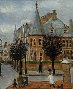 Circle of L. S. Lowry - Framed Early 20th Century Oil, Neighbourhood Stroll