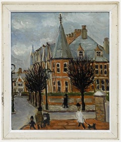 Circle of L. S. Lowry - Framed Early 20th Century Oil, Neighbourhood Stroll