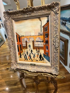 OLD MASTER Signed L S Lowry " Bridge Street Road " Oil Painting 20th Century GGF