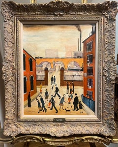 OLD MASTER Signed L S Lowry " Bridge Street Road " Oil Painting 20th Century GGF