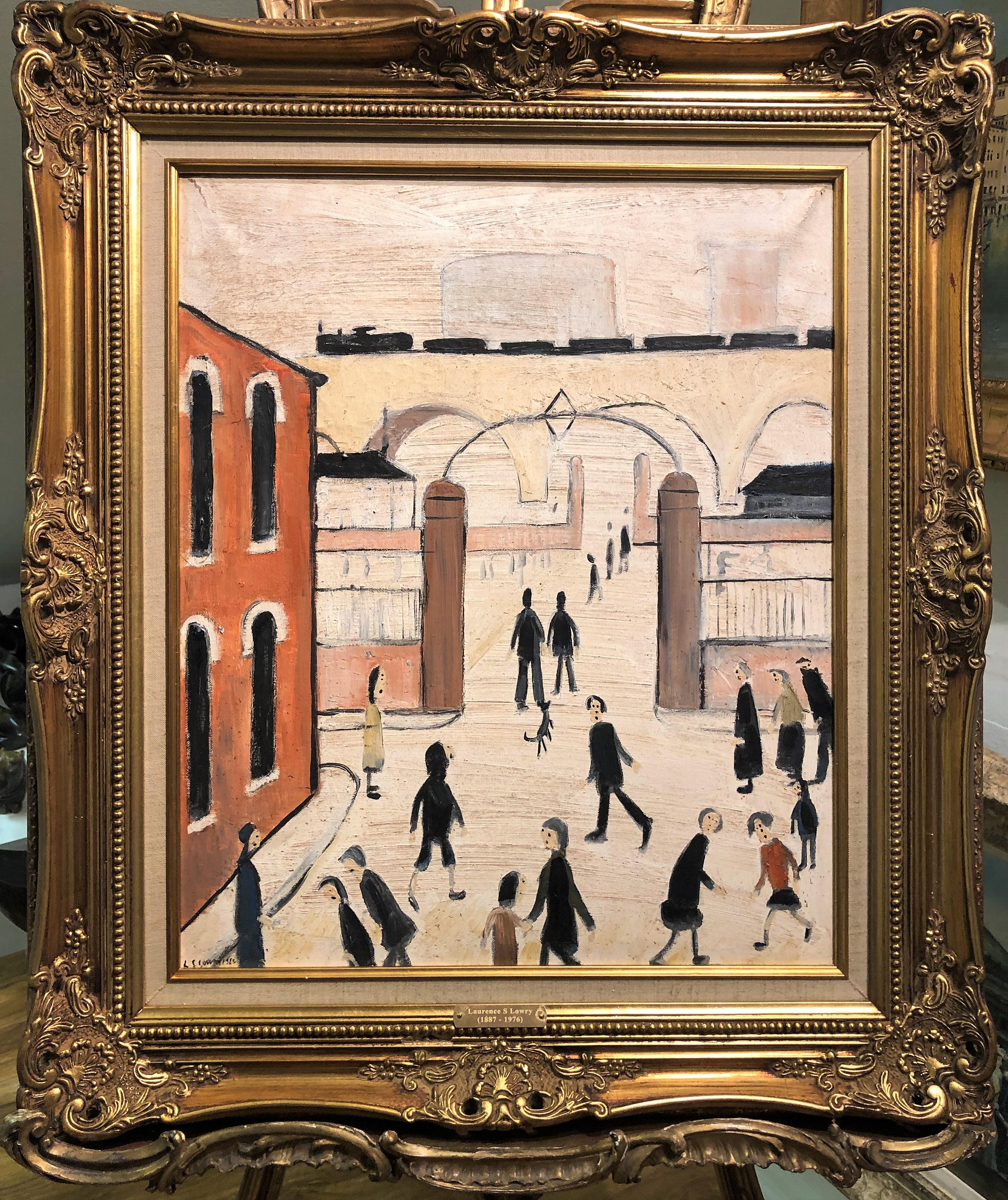 Laurence Stephen Lowry Figurative Painting - OLD MASTER Signed L S Lowry " Factory Tunnels " Oil Painting 20thCentury GGF
