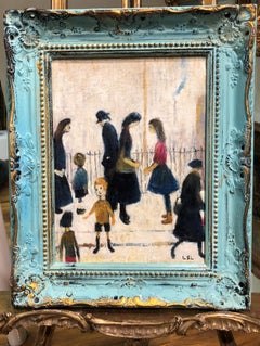 OLD MASTER Signiert L S Lowry „ Shopping Day“ Ölgemälde, 20. Jahrhundert GOLD FRAME