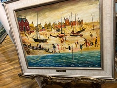 OLD MASTER Signed L S Lowry " The Sandy Beach" Oil Painting  20th Century Framed