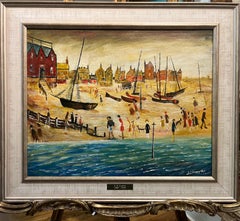 OLD MASTER Signiert L S Lowry " Der Sandstrand" Ölgemälde  20. Jahrhundert Gerahmt
