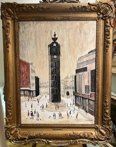 OLD MASTER Firmato L.S. Lowry " La Torre  " Pittura a olio del XX secolo GGF