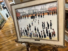 OLD MASTER Signed L S Lowry " The Vote " Oil Painting  20th Century White Frame