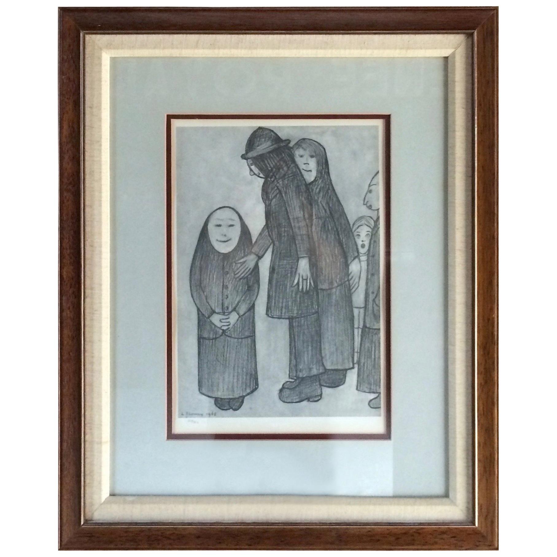 Laurence Stephen Lowry British 1887-1976 Family Discussion Limited Edition For Sale