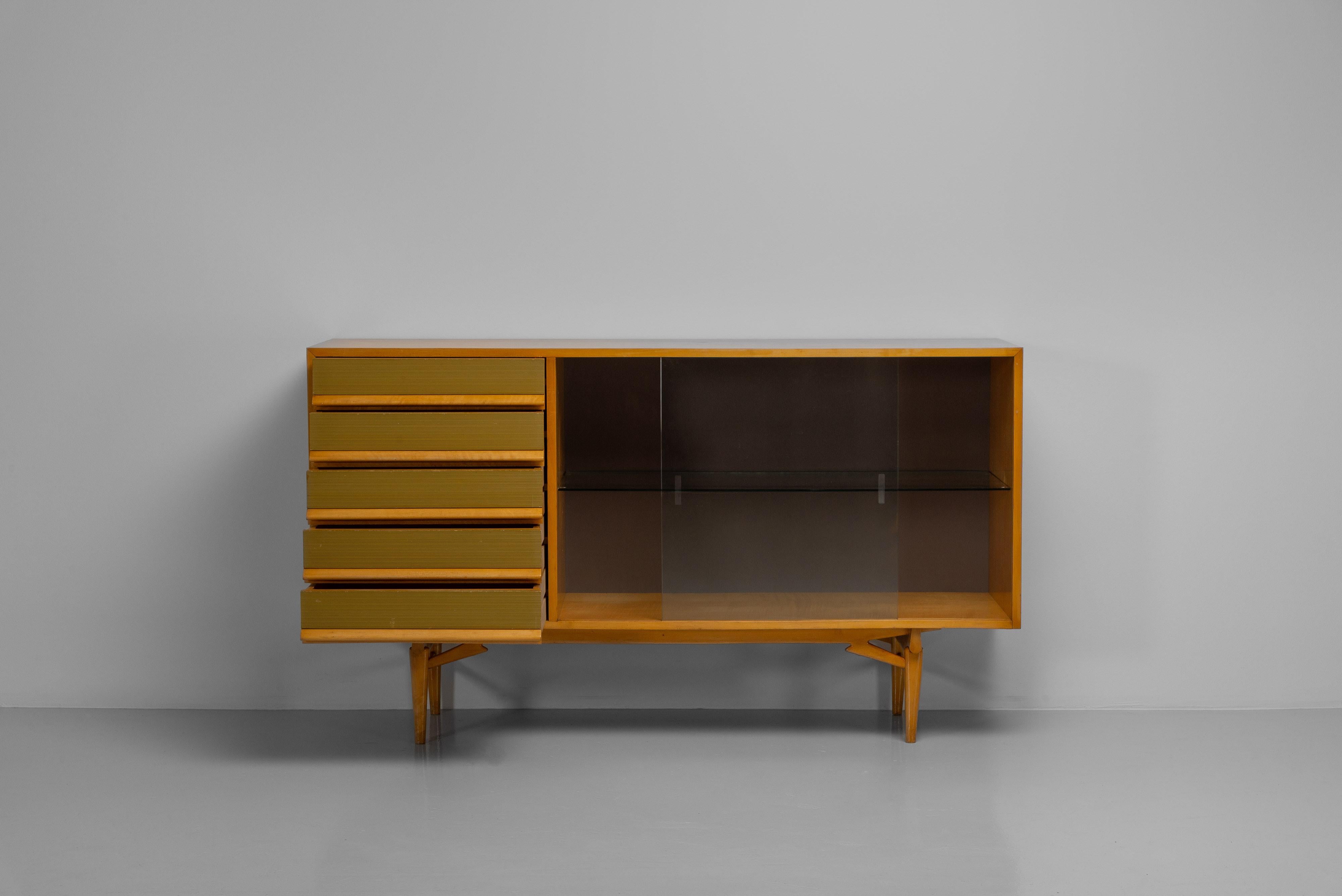 Glass Laurens Bisscheroux credenza the Netherlands 1956 For Sale