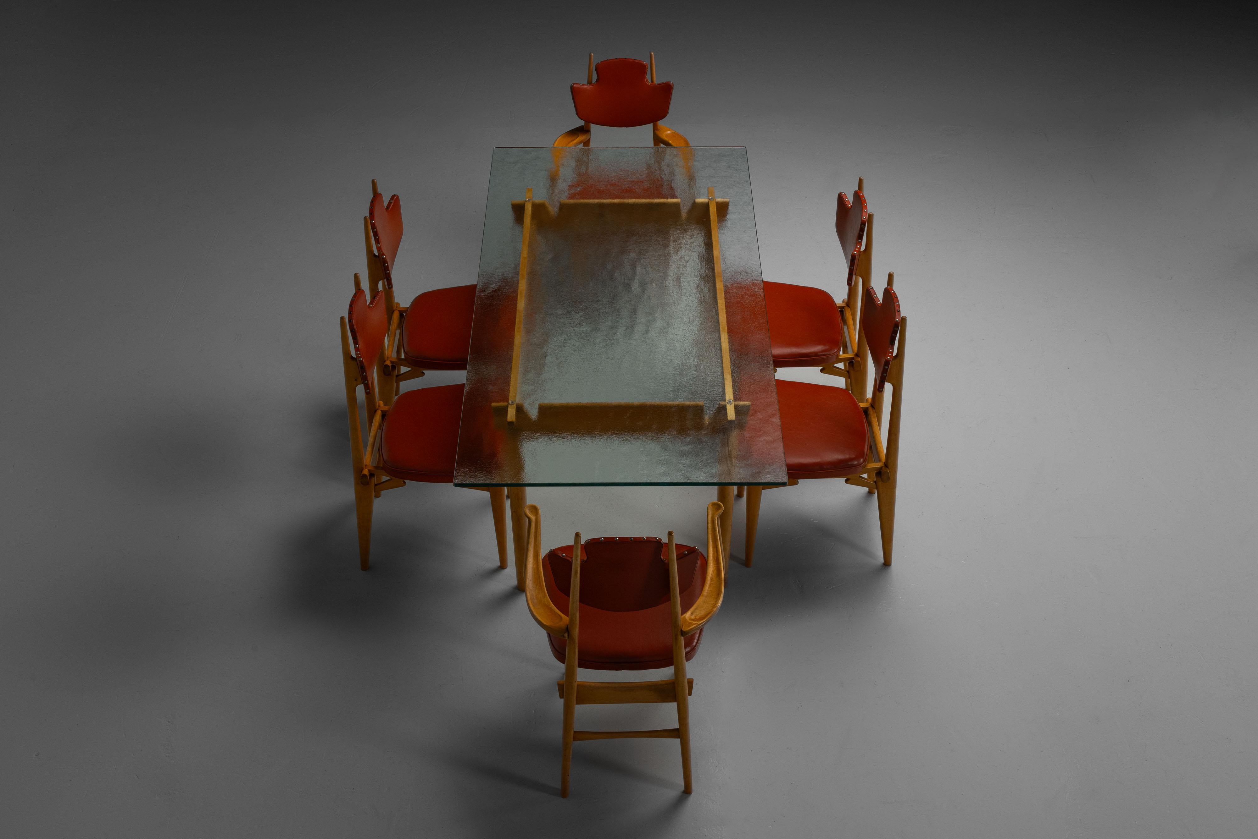 Imitation cuir Ensemble de salle à manger Laurens Bisscheroux Pays-Bas 1956 en vente