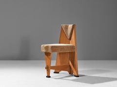 Chaise Art Déco Laurens Groen en tapisserie de bouleau et de velours beige