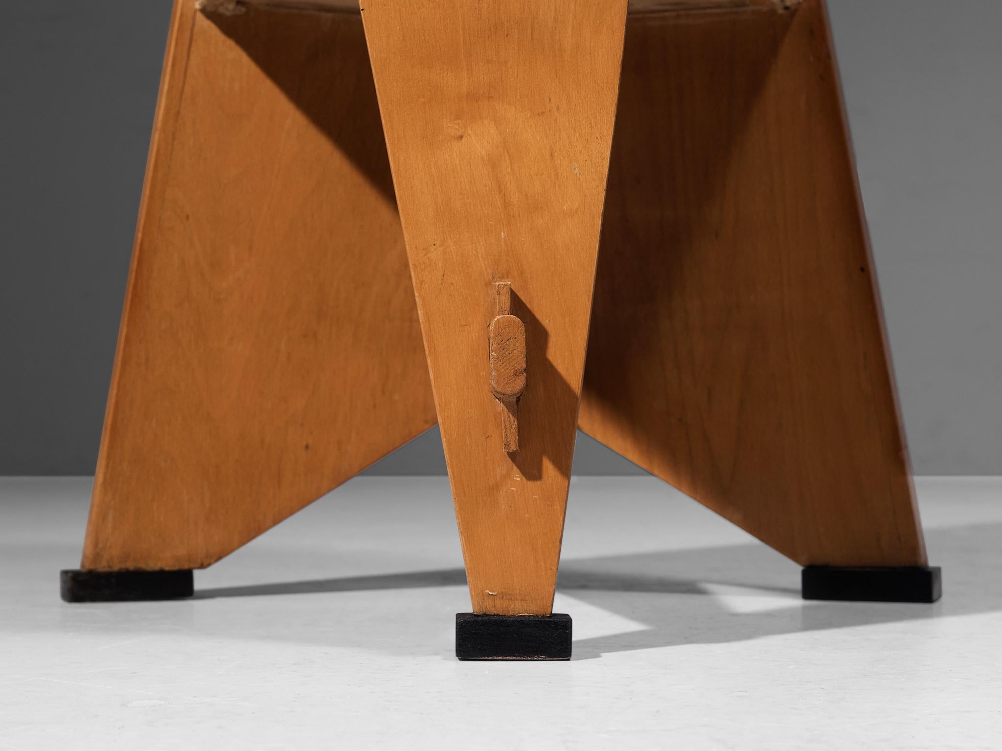 Dutch Laurens Groen Art Deco Chair in Birch and Beige Velvet Upholstery