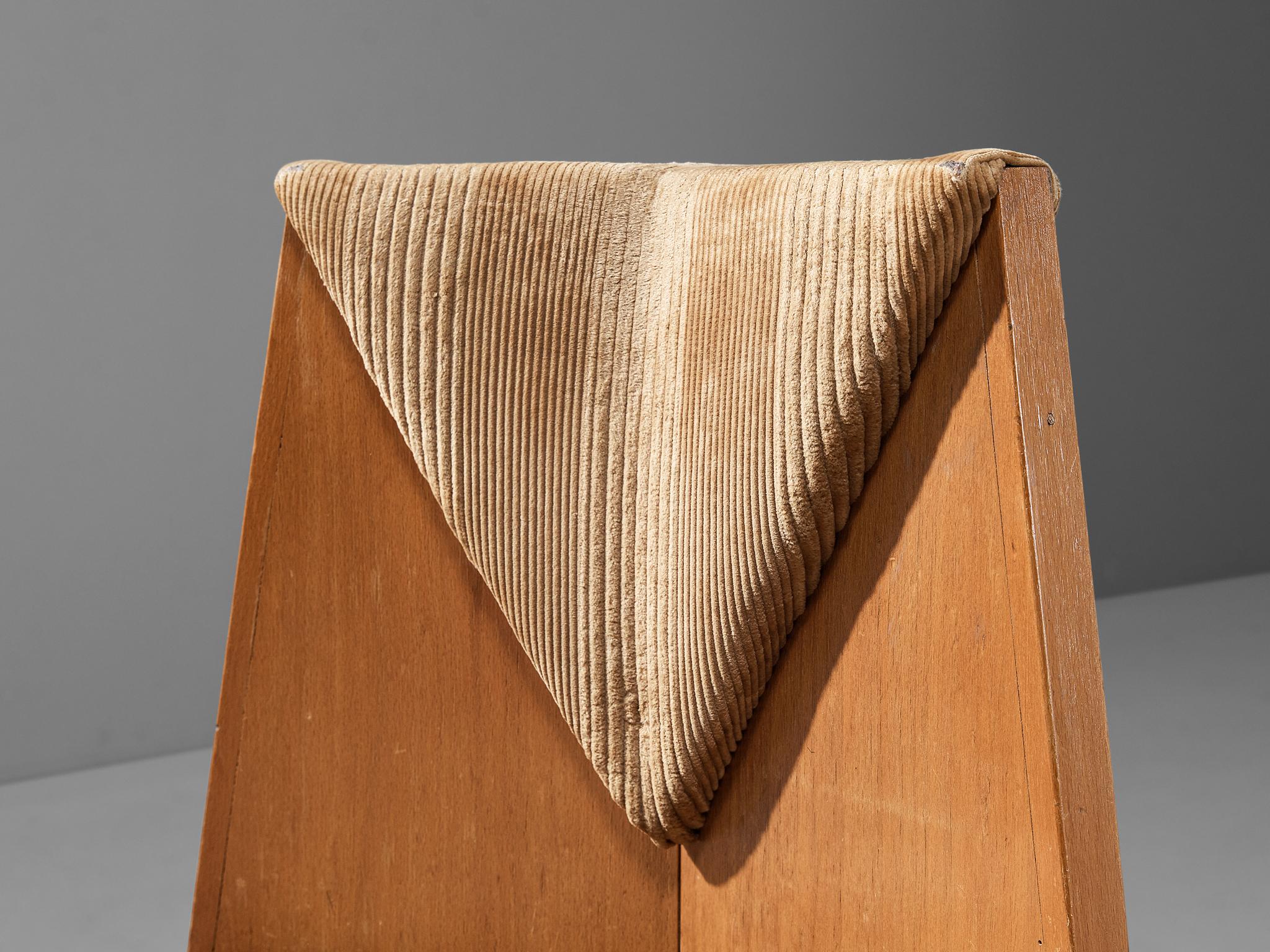Laurens Groen Art Deco Chair in Birch and Beige Velvet Upholstery 3
