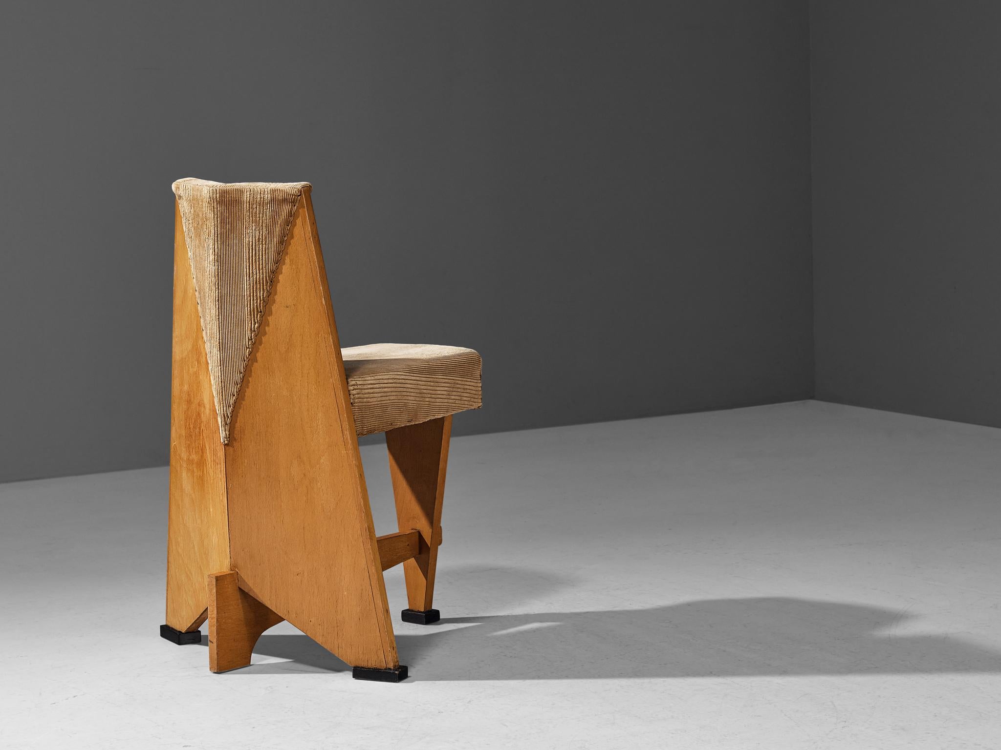 Laurens Groen Art Deco Chairs in Birch and Beige Velvet Upholstery  5